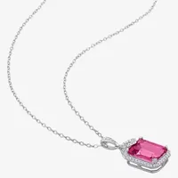 Womens Genuine Pink Topaz Sterling Silver Pendant Necklace