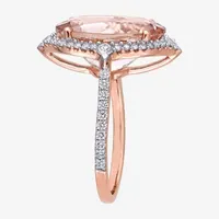 Womens Genuine Pink Morganite 14K Rose Gold Cocktail Ring