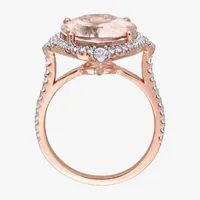 Womens Genuine Pink Morganite 14K Rose Gold Cocktail Ring