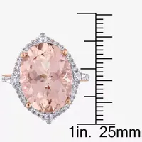 Womens Genuine Pink Morganite 14K Rose Gold Cocktail Ring