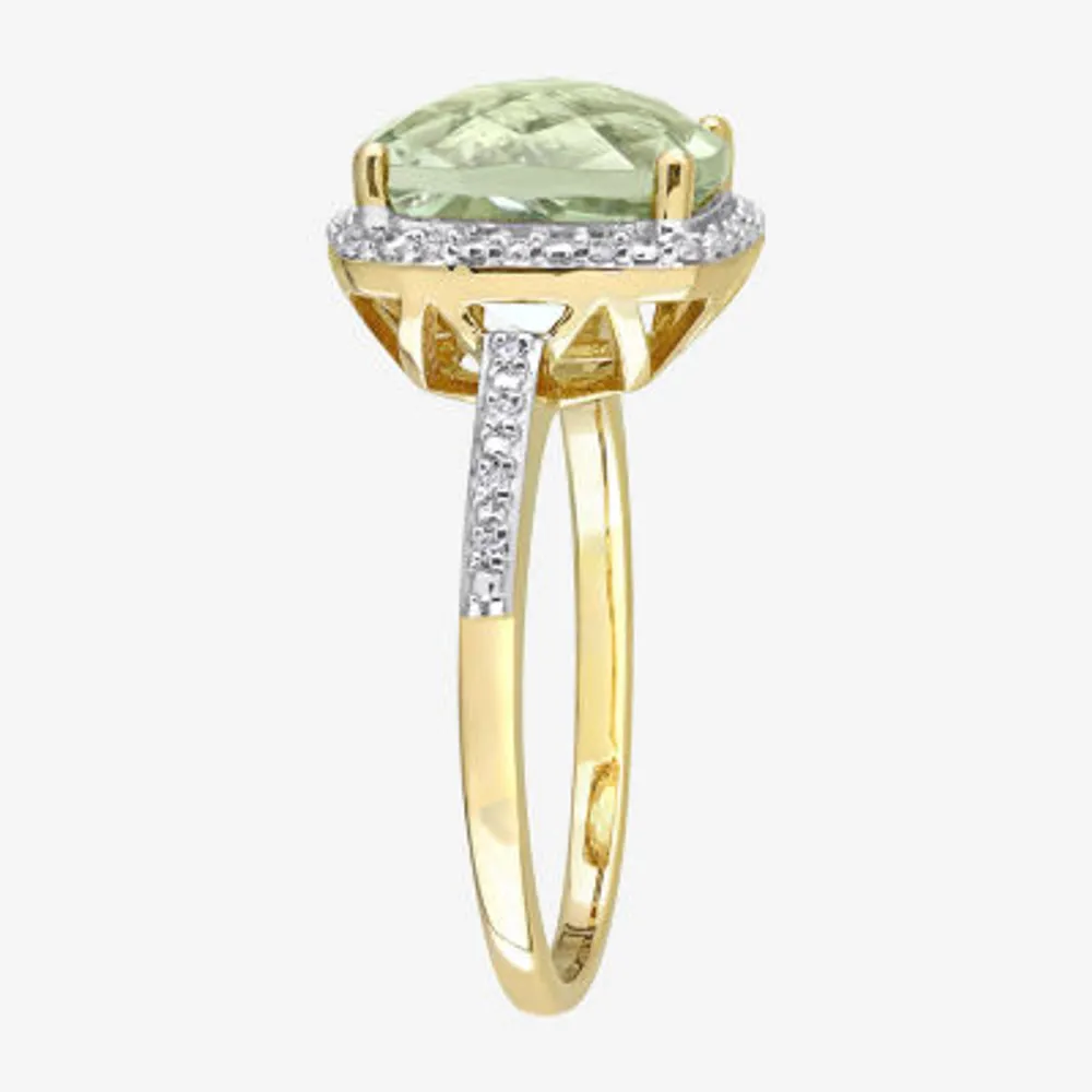 Womens Genuine Green Quartz 14K Gold Cocktail Ring