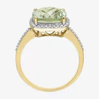 Womens Genuine Green Quartz 14K Gold Cocktail Ring