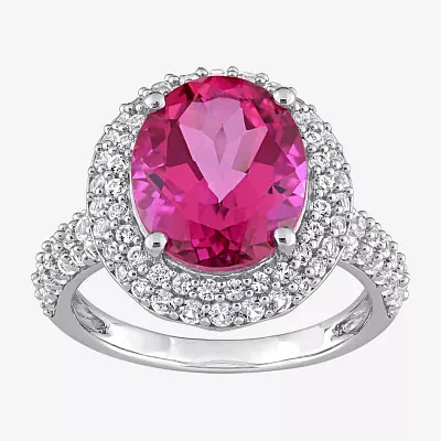 Womens Genuine Pink Topaz Sterling Silver Cocktail Ring