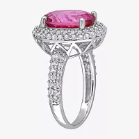 Womens Genuine Pink Topaz Sterling Silver Cocktail Ring