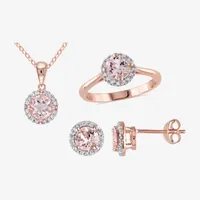 Genuine Pink Morganite 18K Rose Gold Over Silver 3-pc. Jewelry Set