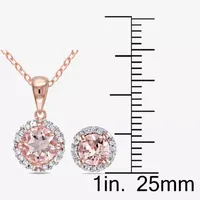 Genuine Pink Morganite 18K Rose Gold Over Silver 3-pc. Jewelry Set