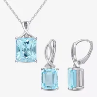 Genuine Blue Topaz Sterling Silver 2-pc. Jewelry Set