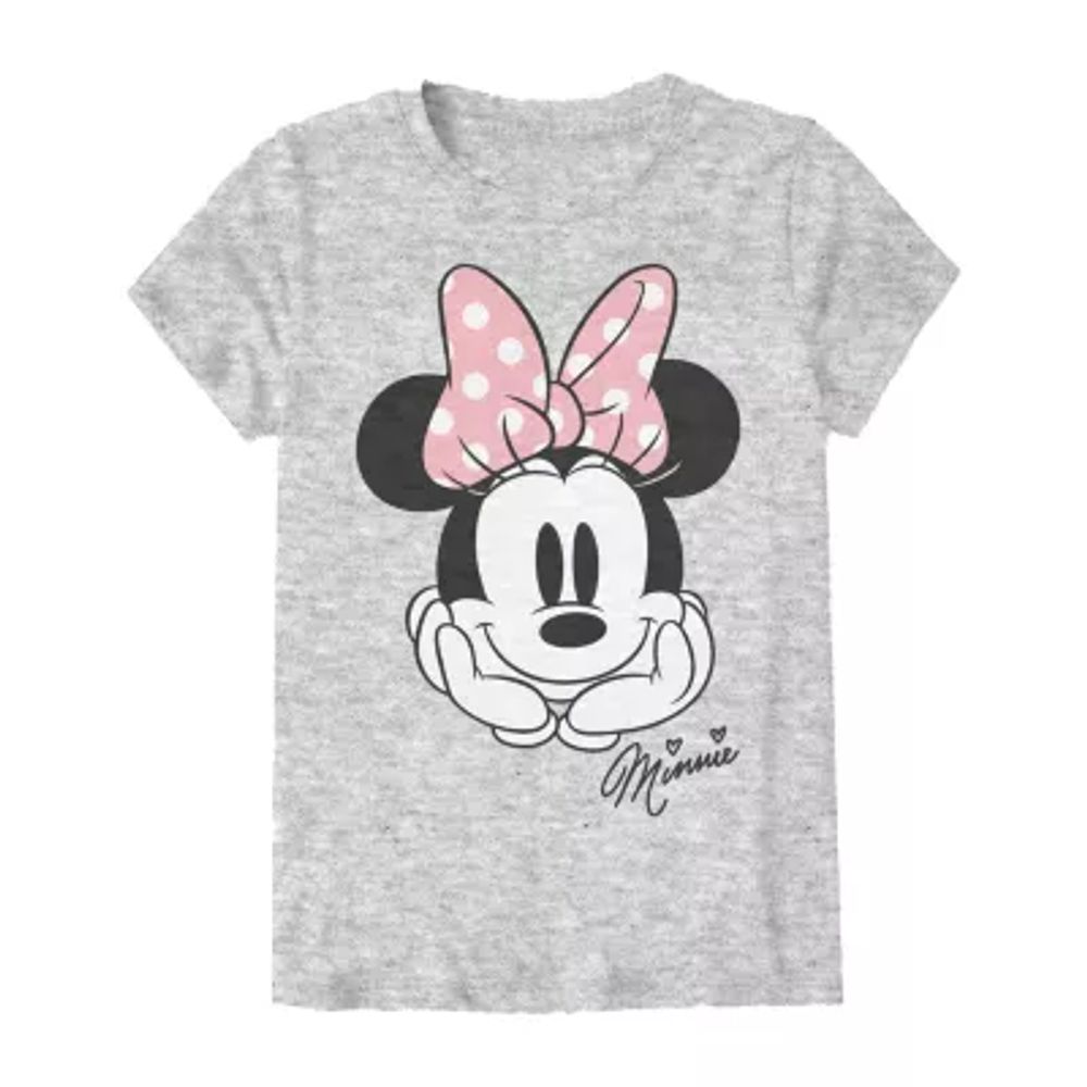 Disney Collection Little & Big Girls Crew Neck Short Sleeve Minnie Mouse Graphic T-Shirt