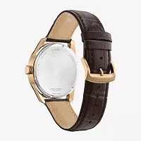 Citizen Sport Luxury Mens Brown Stainless Steel Leather Strap Watch Aw0082-01a