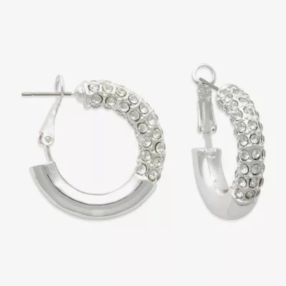 Bold Elements Silver Tone Glass Hoop Earrings