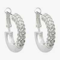 Bold Elements Silver Tone Glass Hoop Earrings