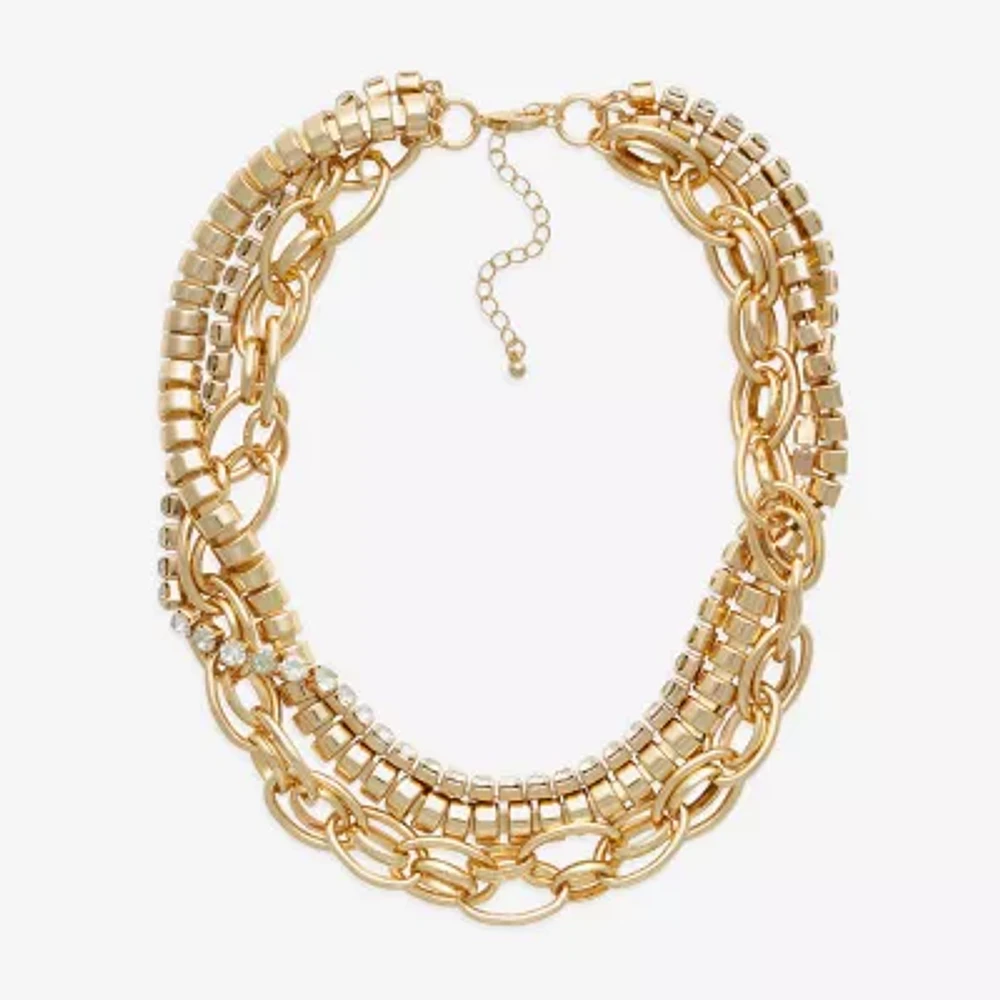 Bold Elements Gold Tone Glass Inch Fashion Strand Necklace