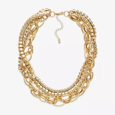 Bold Elements Gold Tone Glass Inch Fashion Strand Necklace