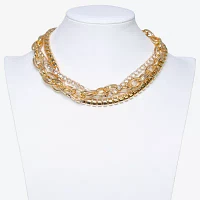 Bold Elements Gold Tone Glass Inch Fashion Strand Necklace