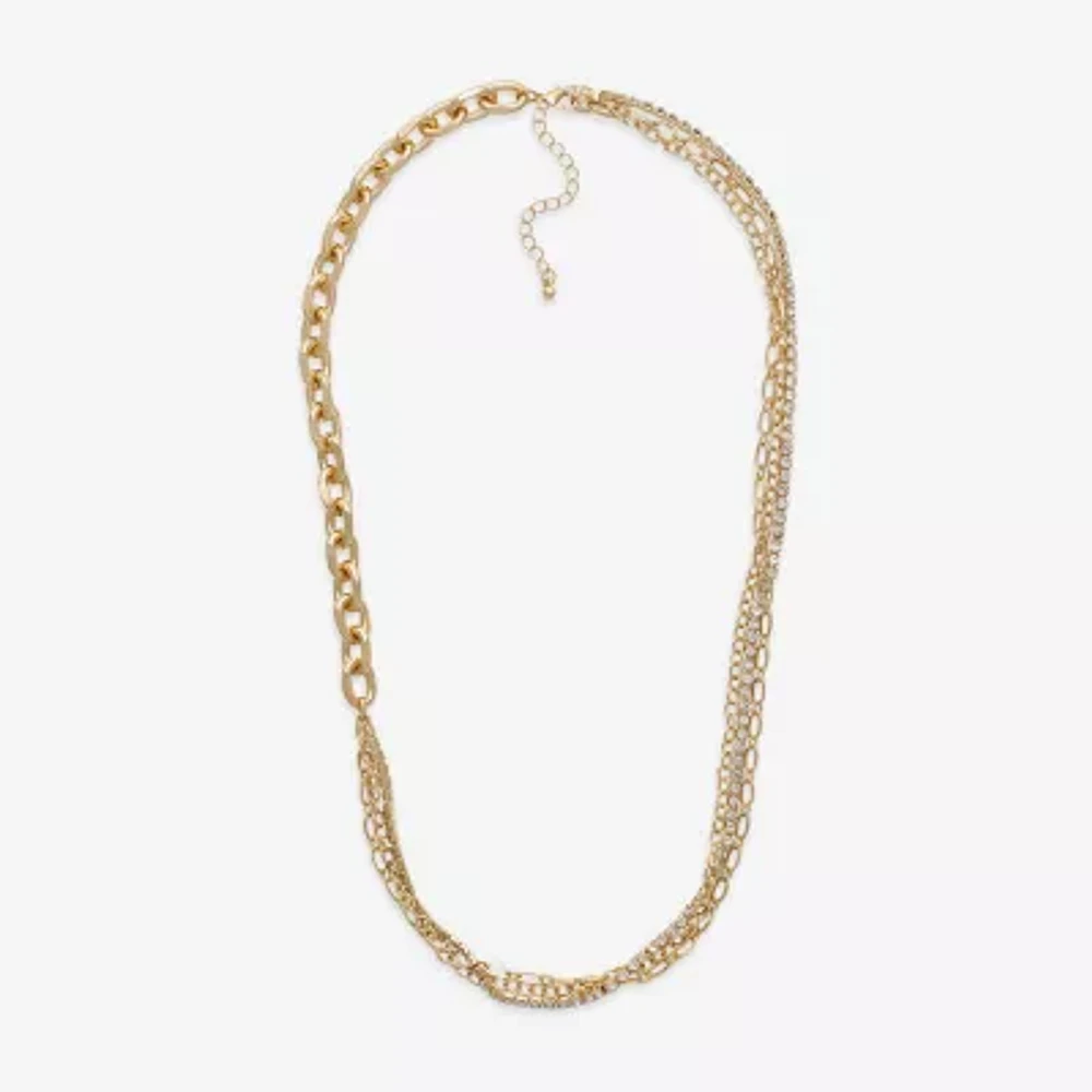 Bold Elements Gold Tone Glass 24 Inch Fashion Strand Necklace