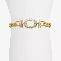 Bold Elements Gold Tone Glass Chain Bracelet