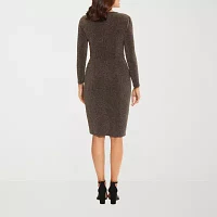 London Style Womens Glitter Long Sleeve Sheath Dress