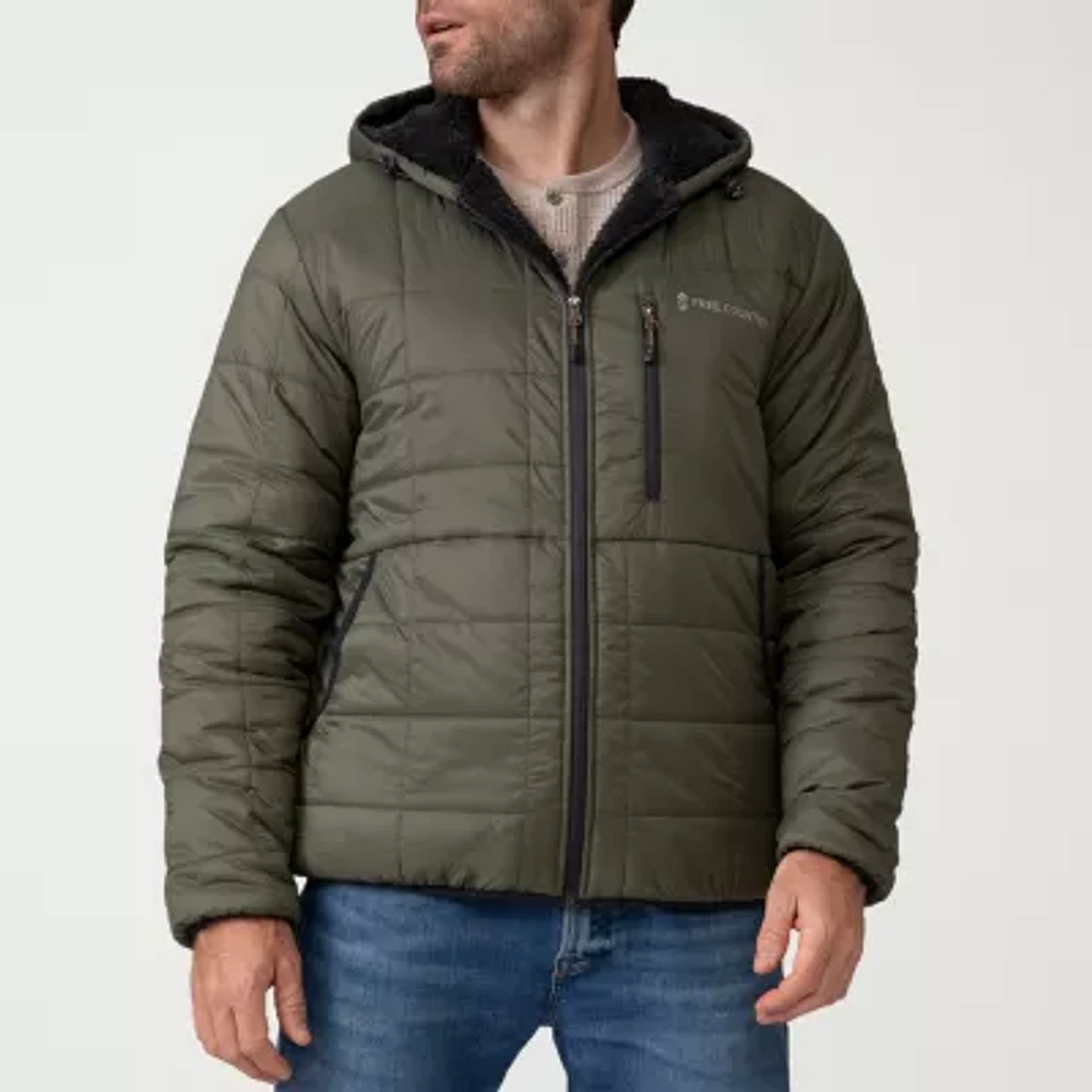 Free Country Mens Water Resistant Reversible Sherpa Lined Midweight Puffer Jacket