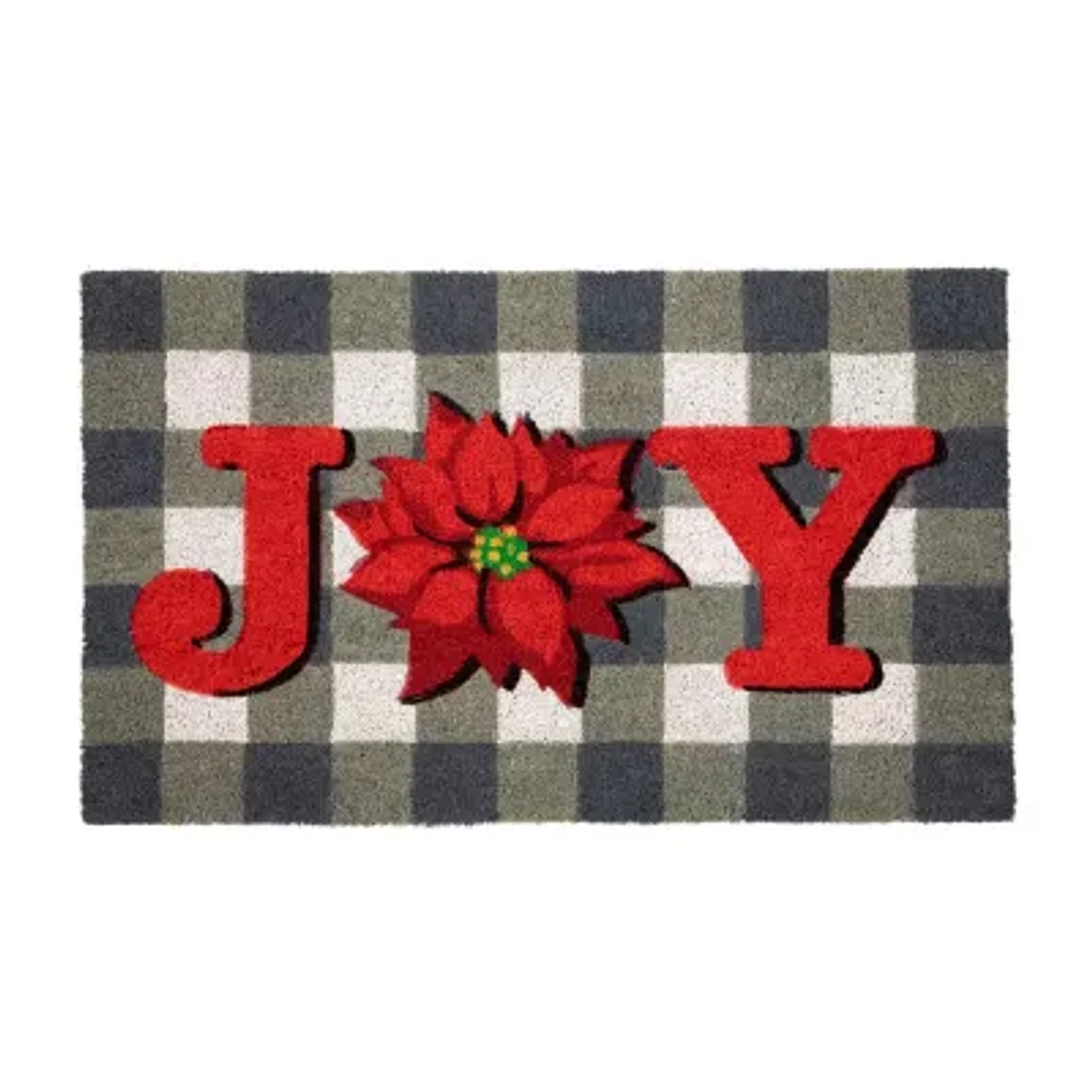 Northlight Poinsettia Coir Indoor Rectangular Doormats