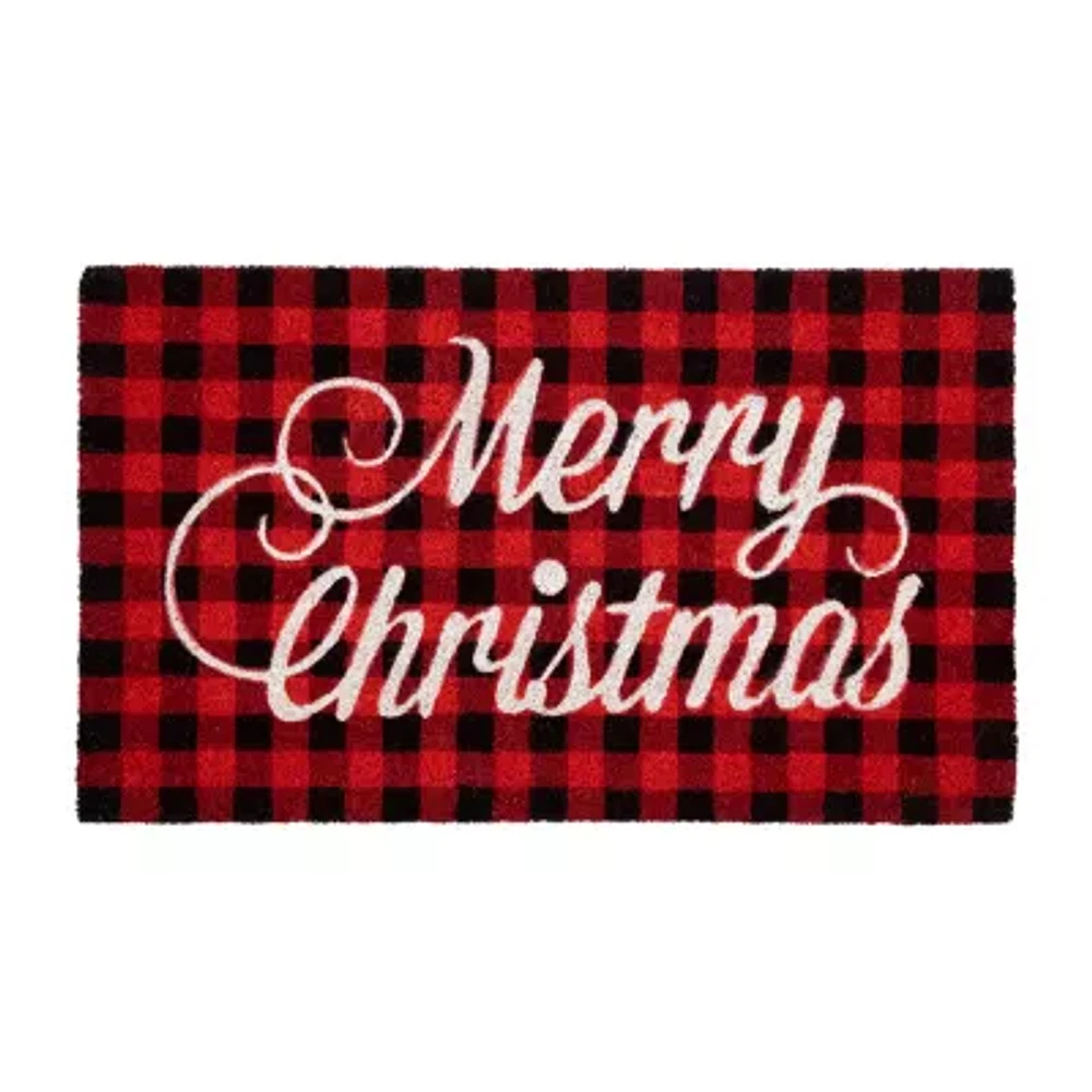 Northlight Plaid Natural Coir Indoor Rectangular Doormats