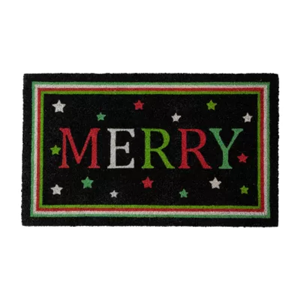 Northlight Black Coir Merry Indoor Rectangular Doormats