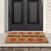 Northlight Coir Merry Snowflake Indoor Rectangular Doormats