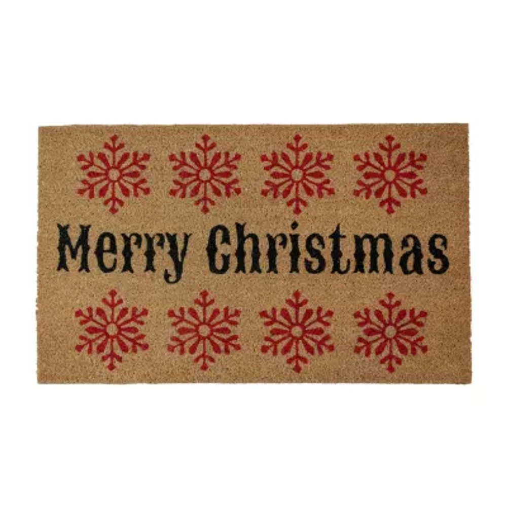 Northlight Coir Merry Snowflake Indoor Rectangular Doormats