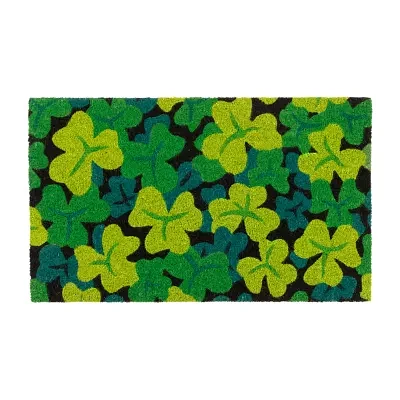 Northlight Coir Green Shamrock Outdoor Rectangular Doormats