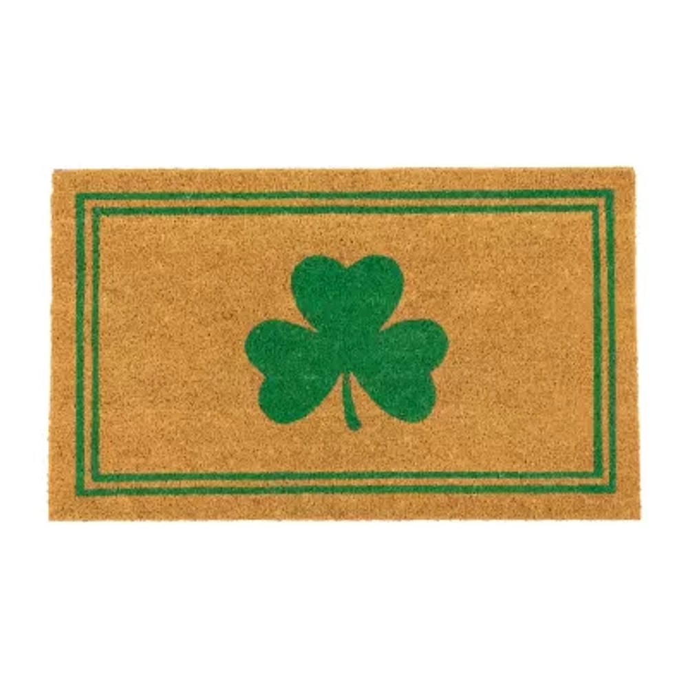 Northlight Natural Coir Shamrock Stripes Outdoor Rectangular Doormats