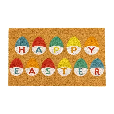 Northlight Natural Coir Happy Easter Egg Outdoor Rectangular Doormats