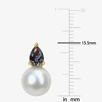 White Cultured Freshwater Pearl 18K Gold Over Silver 15.5mm Stud Earrings