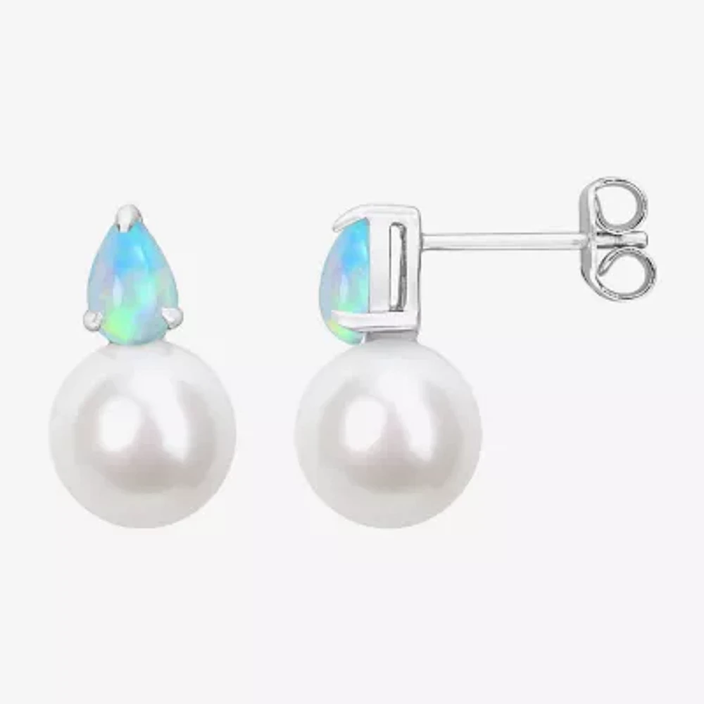 White Cultured Freshwater Pearl Sterling Silver 15.5mm Stud Earrings