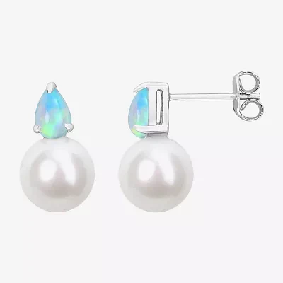 White Cultured Freshwater Pearl Sterling Silver 15.5mm Stud Earrings