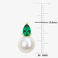 White Cultured Freshwater Pearl 18K Gold Over Silver 15.5mm Stud Earrings