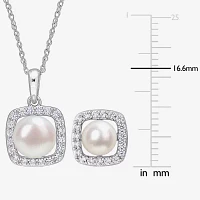 White Cultured Freshwater Pearl 10K White Gold Cushion 2-pc. Jewelry Set