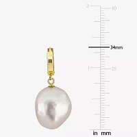 White Cultured Freshwater Pearl 14K Gold Drop Earrings