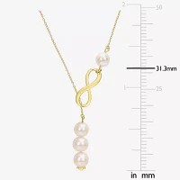 Womens White Cultured Freshwater Pearl 18K Gold Over Silver Y Necklace