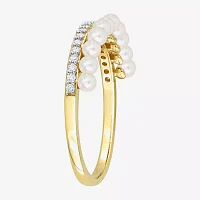 Womens 1/6 CT. T.W. 2MM White Cultured Freshwater Pearl 14K Gold Cocktail Ring