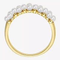 Womens 2MM White Cultured Freshwater Pearl 14K Gold Cocktail Ring