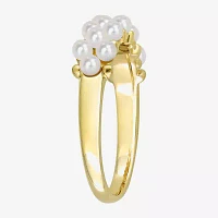 Womens 2MM White Cultured Freshwater Pearl 14K Gold Cocktail Ring