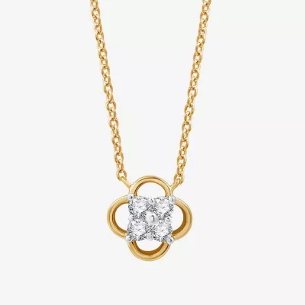 Womens 1/6 CT. T.W. Lab Grown White Diamond 10K Gold Pendant Necklace