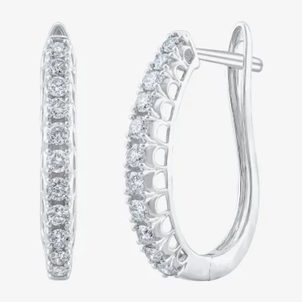 1/2 CT. T.W. Natural White Diamond 14K Gold 20.1mm Hoop Earrings