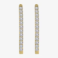 (H-I / I1) 1 CT. T.W. Lab Grown Diamond 10K or 14K White Yellow Gold 25mm Hoop Earrings