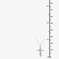 Womens 1/10 CT. T.W. Lab Grown White Diamond 10K Two Tone Gold Cross Pendant Necklace