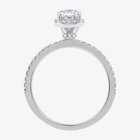 I Said Yes (G / Si1-Si2) Womens 1 CT. T.W. Lab Grown White Diamond Sterling Silver Oval Halo Engagement Ring