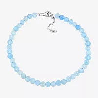 Genuine Blue Aquamarine Sterling Silver Beaded Bracelet