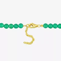 Genuine Green Onyx 18K Gold Over Silver Beaded Bracelet