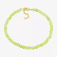 Genuine Green Peridot 18K Gold Over Silver Beaded Bracelet