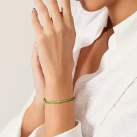 Genuine Green Peridot 18K Gold Over Silver Beaded Bracelet