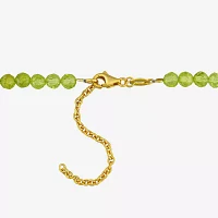 Womens Genuine Green Peridot 18K Gold Over Silver Beaded Necklace